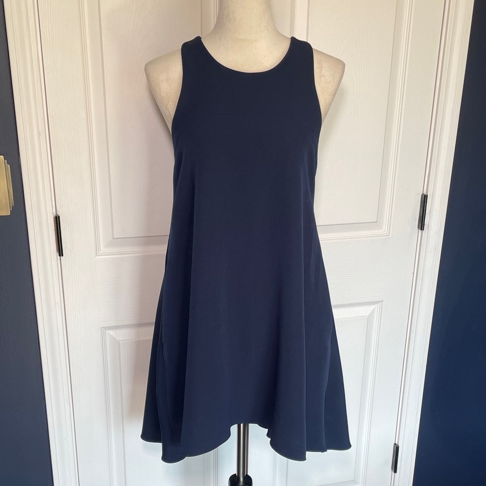 Milly Lux Navy Blue Sleeveless Swing Trapeze High Low Dress Size‎ 4